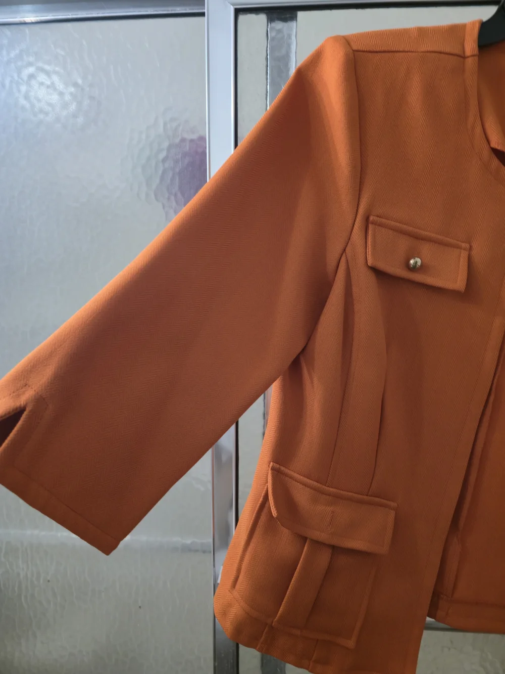 Preowned, R&K Originals Orange Collarless Pocket Blazer for Women. Sz 16. $45.